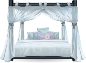 a bed with comforters 